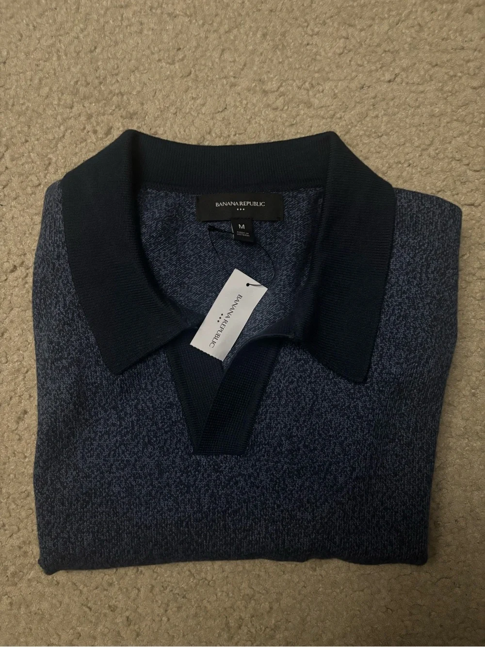 NEW Banana Republic Men's Johnny Collar Marled Sweater Polo